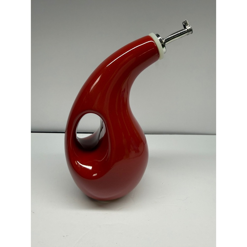 Rachael Ray Red Stoneware EVOO Oil Dispenser Bottle 24oz Cruet H016
